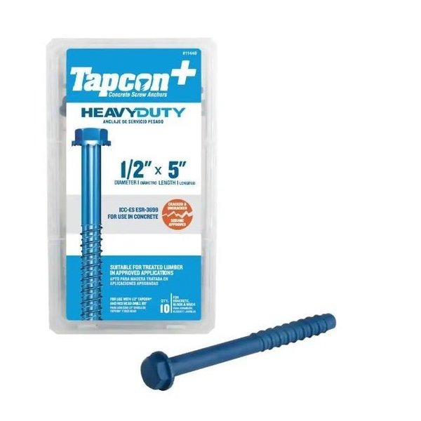 Tapcon Concrete Screw,  5 in. L,  10 PK