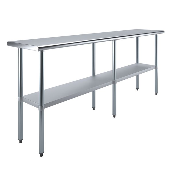 Stainless Steel Metal Table with Undershelf,  84 Long X 18 Deep
