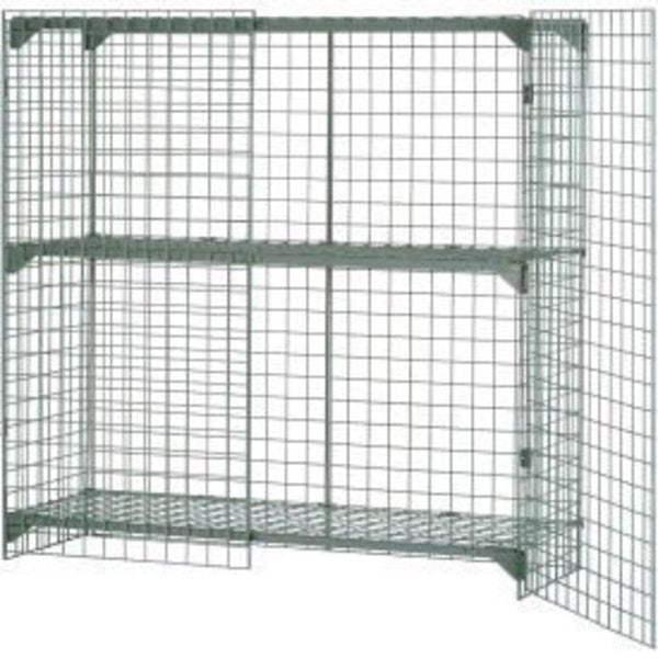Wire Mesh Security Cage Locker,  60"Wx24"Dx72"H,  Gray,  Unassembled