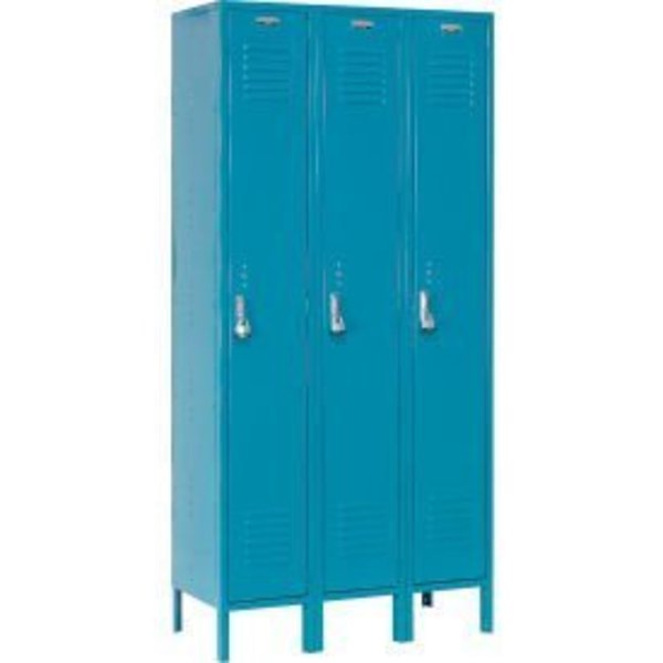 Global Industrial„¢ Paramount® 1-Tier 3 Door Locker,  12"Wx12"Dx60"H,  Blue,  Unassembled