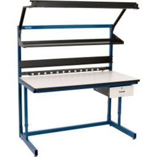 Global Industrial„¢ Bench-In-A-Box Cantilever Workbench,  Plastic Laminate Top,  60"Wx30"D,  Blue