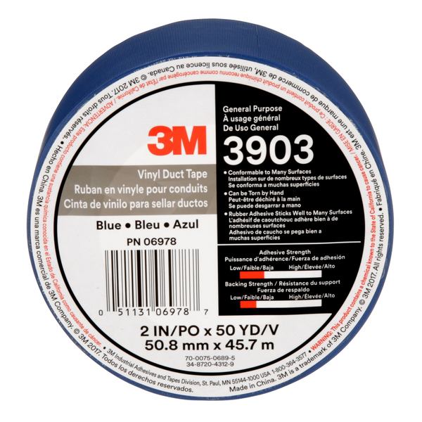 Duct Tape, 2 x 50 yd, 6.5 mil, Blue, Vinyl