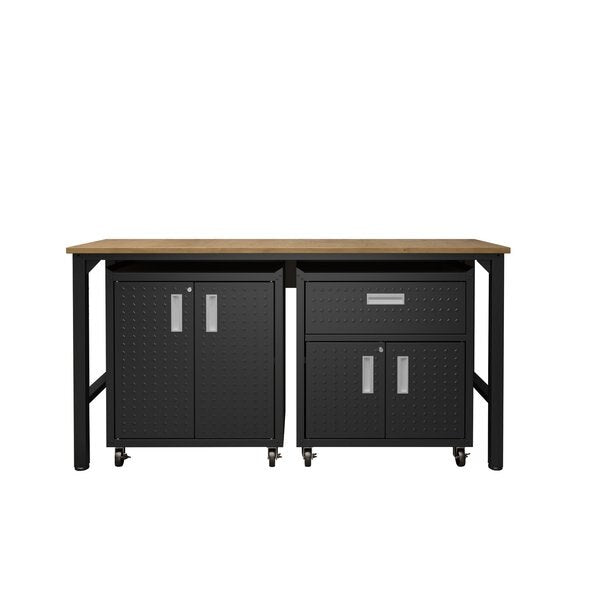 3-Piece Fortress Mobile Space-Saving Garage Cabinet and Worktable 2.0