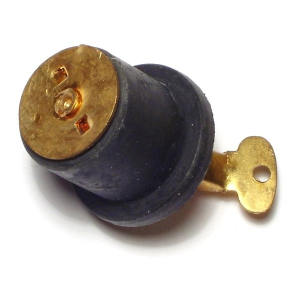 7/8" to 31/32" Brass Snap Handle Rubber Drain Plugs 4PK