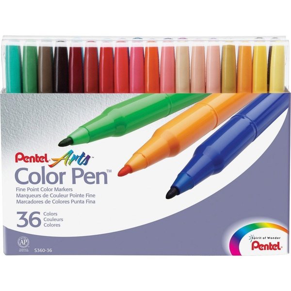 Color Pen Set,  Water-based,  Fiber Tip,  36/ST,  Assorted PK