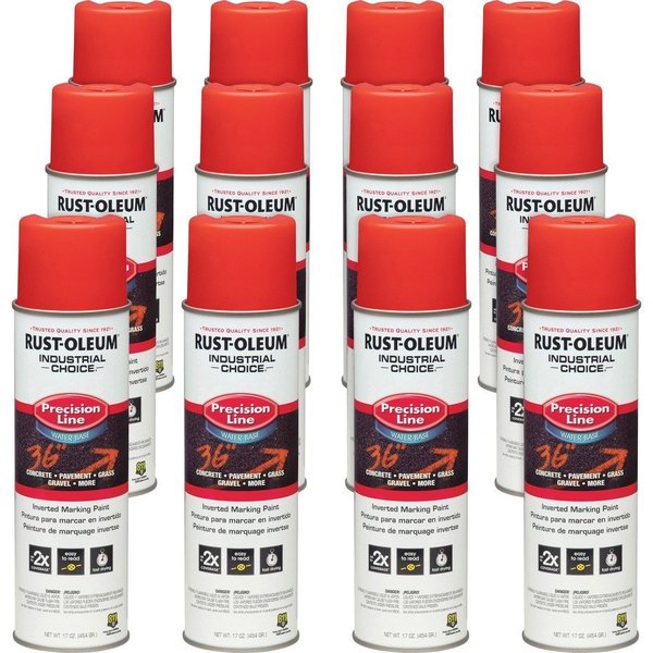 Marking Paint Spray,  Water-Based,  17 oz,  12PK,  Safety Red