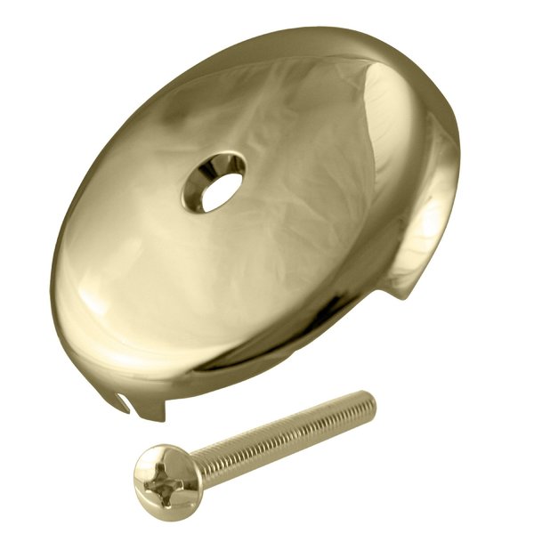 3-1/8" Single Hole Overflow Face Plate and Screw in Polished Brass
