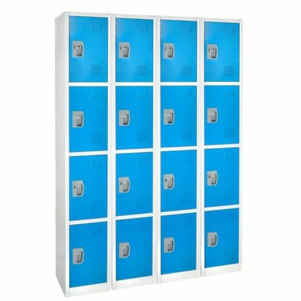 72in x 12in x 12in 4-Compartment Steel Tier Key Lock Storage Locker in Blue,  4PK