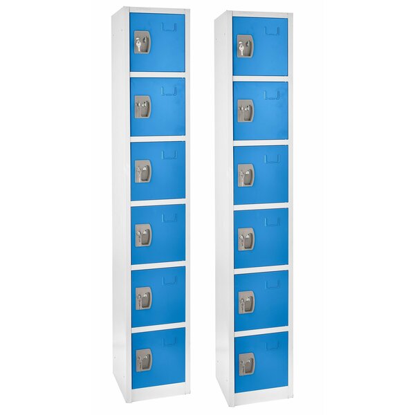 72in x 12in x 12in 6-Compartment Steel Tier Key Lock Storage Locker in Blue,  2PK