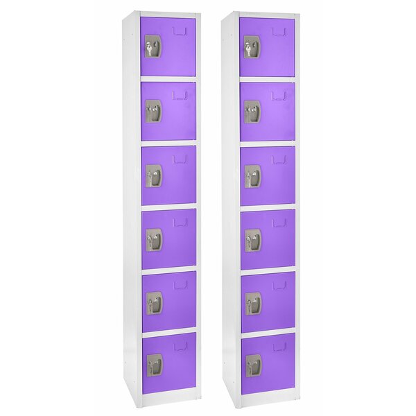 72in H x 12in W x 12in D 6-Compartment Steel Tier Key Lock Storage Locker in Purple,  2PK