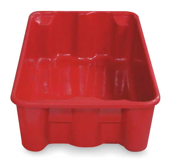 Stack & Nest Container,  Red,  Fiberglass Reinforced Composite,  24 1/4 in L,  14 3/4 in W,  8 in H