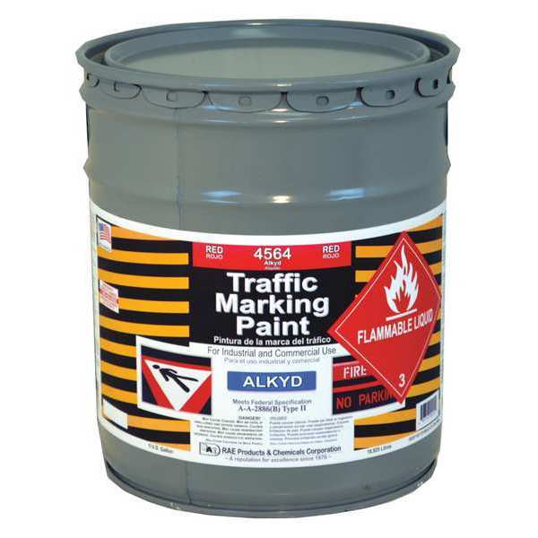 Traffic Zone Marking Paint,  5 Gal.,  Bright Red,  Alkyd Solvent -Based