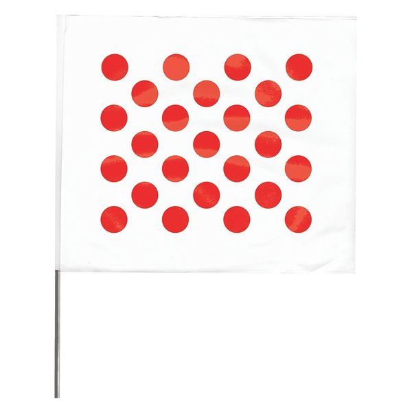 Marking Flag, Red Dots/White, Vinyl, PK100