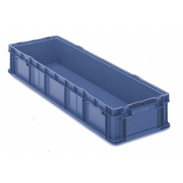 Straight Wall Container,  Blue,  Plastic,  48 in L,  15 in W,  7 1/2 in H,  2.3 cu ft Volume Capacity