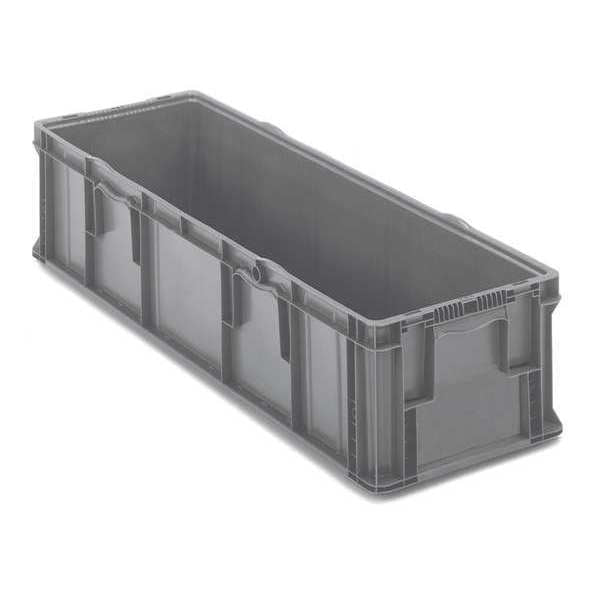 Straight Wall Container,  Gray,  Plastic,  48 in L,  15 in W,  10 3/4 in H,  3.5 cu ft Volume Capacity