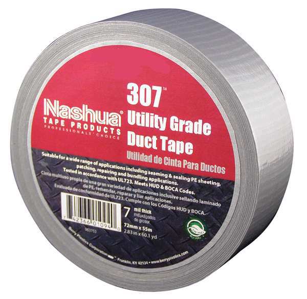 Duct Tape, 2.8 In x 60 yd, 7 mil, Silver