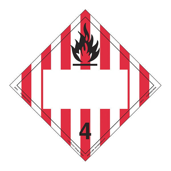 Flammable Solid Placard, Blank, PK25