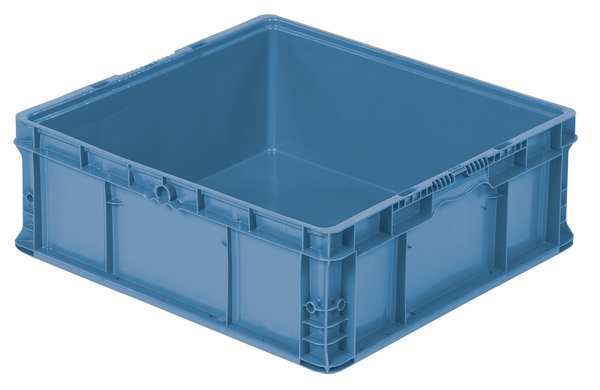 Straight Wall Container,  Blue,  Plastic,  24 in L,  22 1/2 in W,  8 3/4 in H