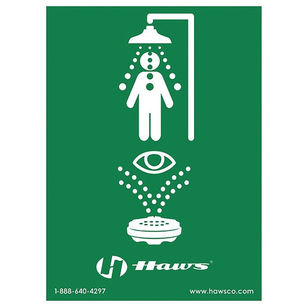 Eyewash Safety Shower Sign,  10 3/4 in Height,  8 in Width,  Plastic,  Horizontal Rectangle,  English