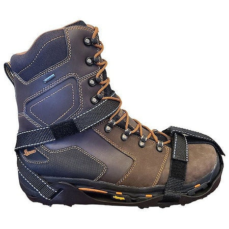 Full Foot Ice Traction Overshoe, Heel Coverage, Hook and Loop, Steel, Stud