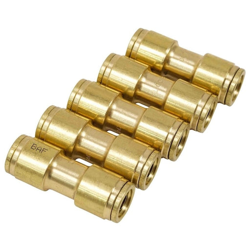 DOT Union Connector Brass Push-Lock Air Brake Fitting 3/8in Tube OD, Set of 5pcs