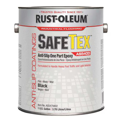1 gal Anti-Slip Floor Coating, Anti-Slip, Flat, Textured Finish, Black, Water Base