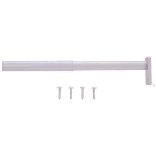 Adjustable Closet Rod, 30 to 48 in L, Steel, White