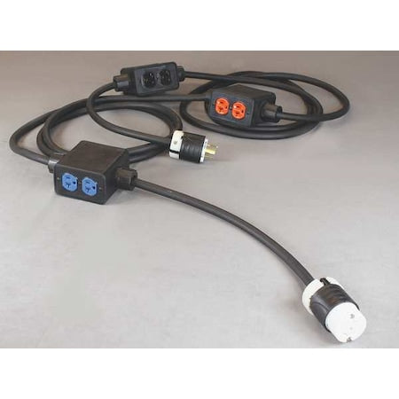 SOOW; Feed Through Stringer Extension Cord, 10 AWG, Indoor, 10/5, 6 Outlets, 5-20R, Black, Rubber