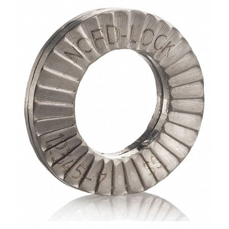 Wedge Lock Washer, For Screw Size 3/8 in 316 Stainless Steel, Plain Finish, 200 PK