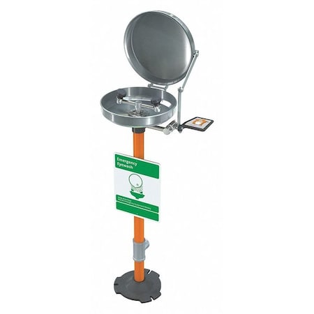 Plumbed Eyewash, Floor Mount, Plumbed, 38 in H., 16 in W