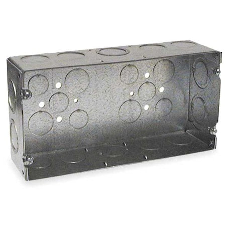 Electrical Box, 90 cu in, Gang Box Type, 3 Gangs, Galvanized Steel, Rectangular Shape