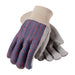 Leather Palm Gloves, Cowhide, Knit Cuff, Straight Thumb, Full Finger, Blue, L, 12 PK