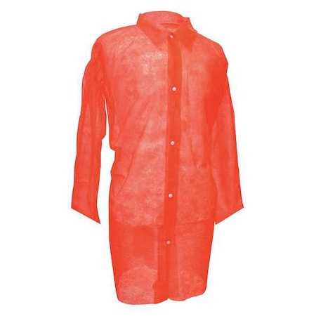 Disposable Lab Coat, Polypropylene, Snaps Closure, Red, L, 30 PK