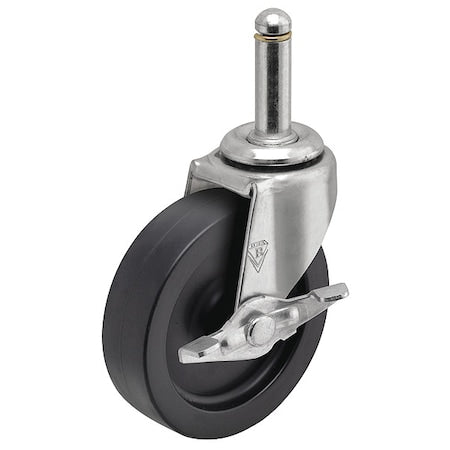 3" X 13/16" Non-Marking Polyolefin Swivel Caster, Side Brake, Loads Up To 120 lb