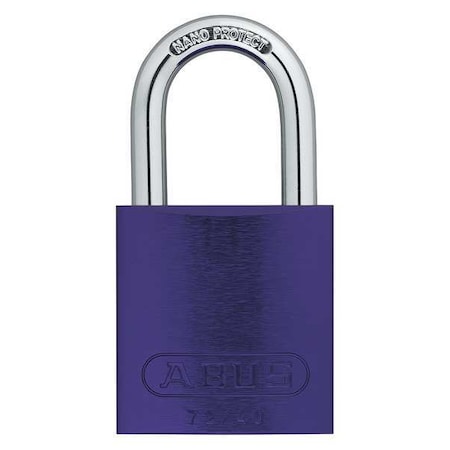 Lockout Padlock, Keyed Different, Aluminum, Purple, 1 in Shackle Height, 1 9/16 in Body Width