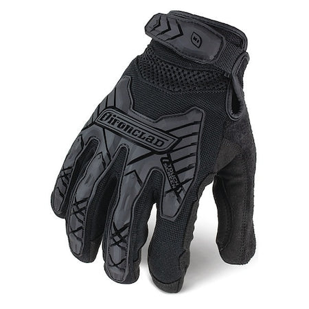 Tactical Touchscreen Glove, Nylon Palm, 9" Length, Hook-and-Loop Cuff, Full Finger, Black, Size M