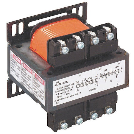 Control Transformer, 150 VA, Not Rated, 12/24V AC, 120V AC