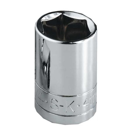 1/4 in Drive, 7/32" SAE Socket, 6 Points, Steel, Chrome, 7/32 in