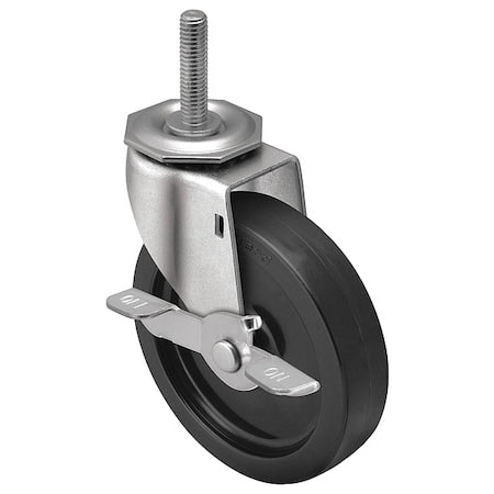 4" X 15/16" Non-Marking Polyolefin Swivel Caster, Tread Lock Brake, Loads Up To 150 lb