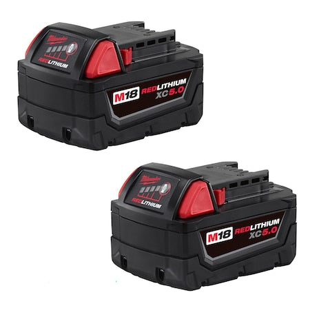 M18 REDLITHIUM XC5.0 Battery, 5.0Ah, Extended Capacity, 18V, Li-Ion, Batteries, 2PK
