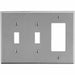 Toggle Switch/Rocker Wall Plate, Number of Gangs: 3 Plastic, Satin Finish, Graphite