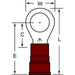 Ring Terminal, #6 Stud Size, 18 AWG, 600 V, Vinyl Insulated, Red, Crimp Termination Only, 100 PK