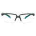 Solus 2000 Safety Glasses, Anti-Fog/Scratch, Half-Frame, Gray/Teal Temple, Clear Lens