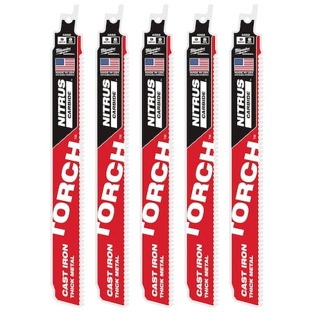 9" 7TPI TORCH with NITRUS Carbide for Cast Iron SAWZALL Blade 5PK