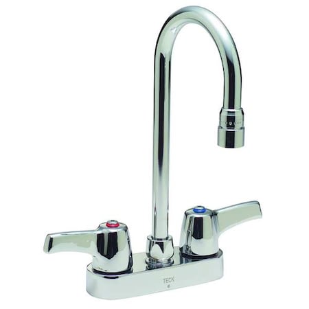 Manual Gooseneck Bathroom Faucet, 4" Mount, Chrome 2 Hole