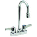 Manual Gooseneck Bathroom Faucet, 4" Mount, Chrome 2 Hole