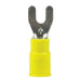 Fork Terminal, #10 Stud Size, 10 AWG, 600 V, Nylon Insulated, Yellow, Crimp Termination Only, 50 PK