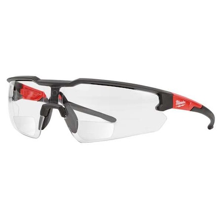 Not Applicable Reader Safety Glasses, Black Wraparound Frame, 1.0 Diopter, Clear Lens, Universal