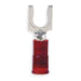 Fork Terminal, #10 Stud Size, 18 AWG, 600 V, Nylon Insulated, Red, Crimp Termination Only, 100 PK