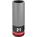 1/2 in Drive Lug Nut Wheel Socket Deep Socket, Black Phosphate, Lug Nut Wheel Plastic,21 mm Sz